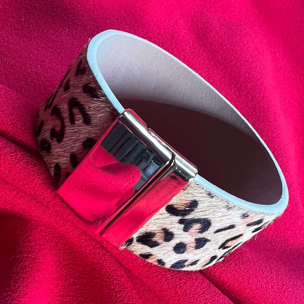 Cheetah Print Faux Leather Wristband